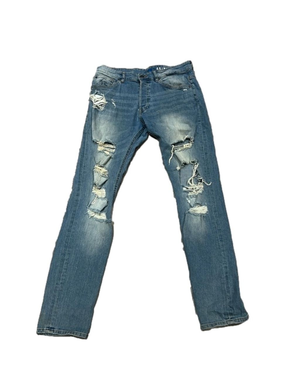 H&M Divided Blue Distressed Denim Jeans Size 32